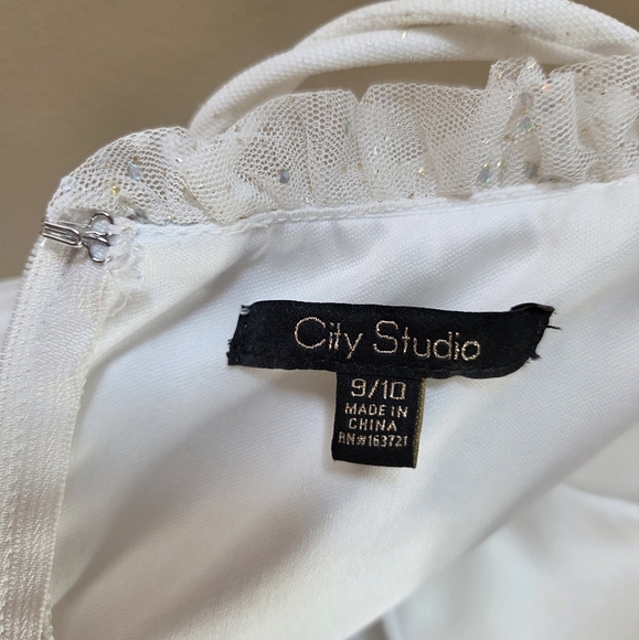 City Studio Long White Sparkly Dress With Glitter And Sequin Size 9/10 - Picture 11 of 12